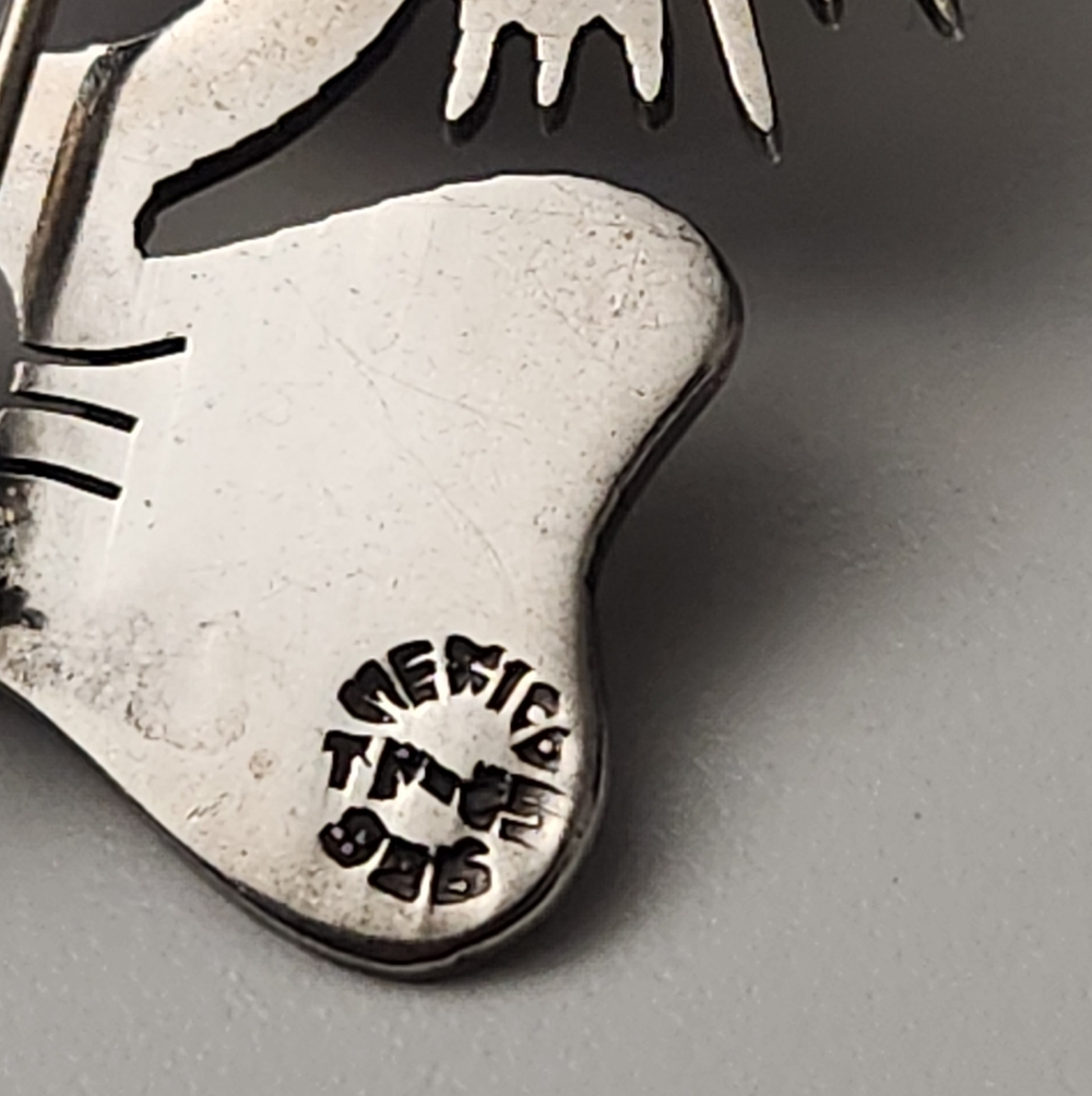 Taxco Clown Pin, Sterling Silver And Brass - Picture 3 of 4